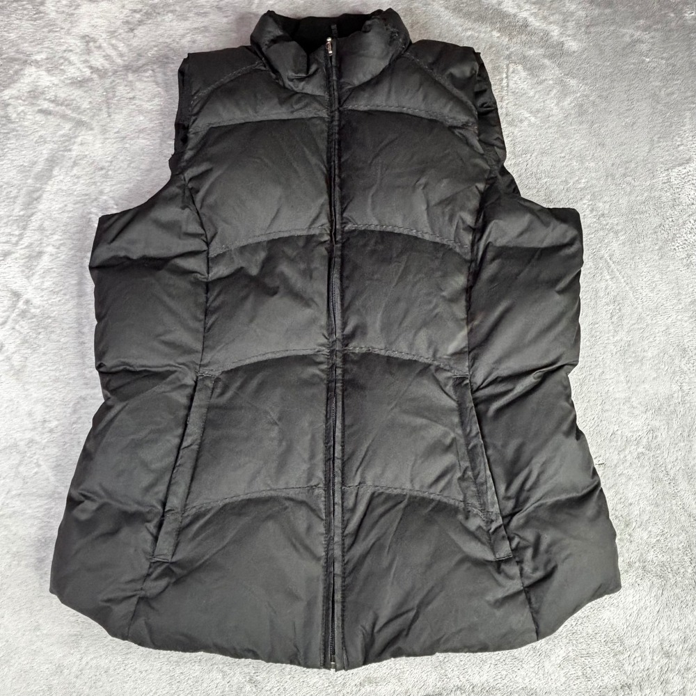 Eddie‎ Bauer Puffer Vest Womens Small Black Goose Down Quilted Full Zip Outdoor